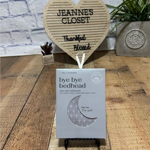 Silky Satin Pillowcase Gray Standard Size Lemon Lavender Bye Bye Bedhead - Picture 3 of 3